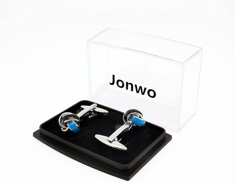 Jonwo Knot Cufflinks in Gift Box Cuff Links for Men Lady Daily Wear Business Wedding Party Tuxedo Shirt Birthday Gift - Image 3